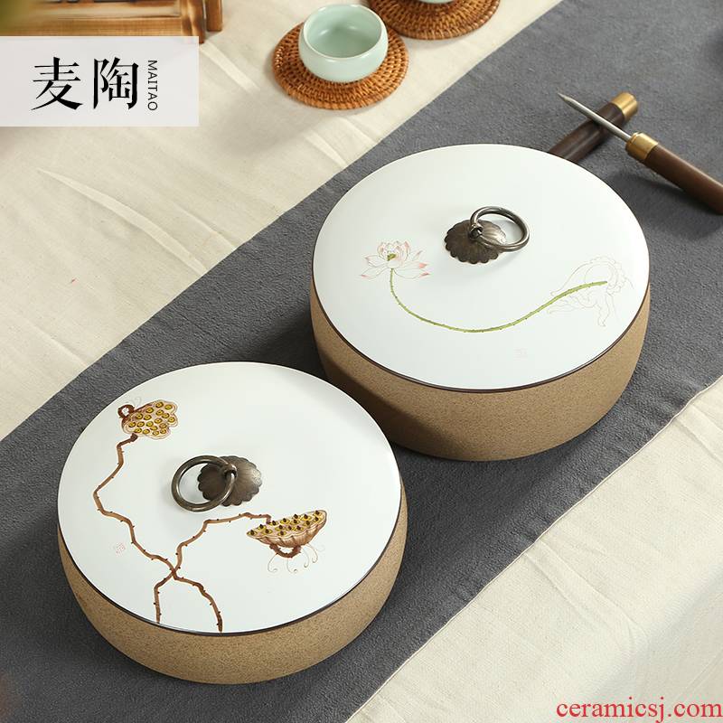 M some ceramic porcelain your up caddy fixings coarse pottery large pu 'er tea packaging tapes cover up POTS sealed storage tank