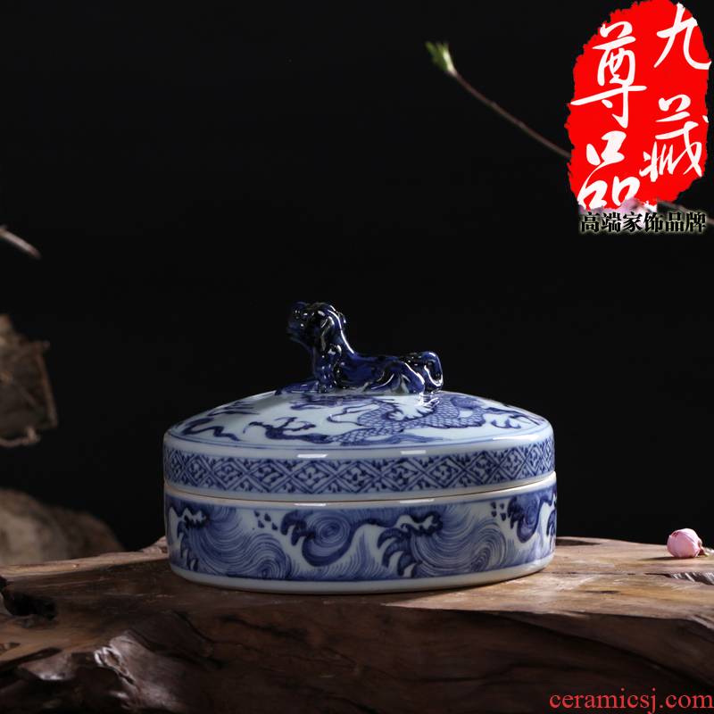Jingdezhen ceramics imitation of yuan blue and white porcelain dragon grain storage tank and the body of the vase household adornment handicraft furnishing articles
