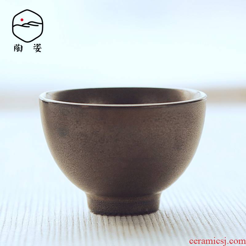 TaoZi kung fu tea sample tea cup gold embroidery glaze teacup single CPU master cup a cup of tea cups