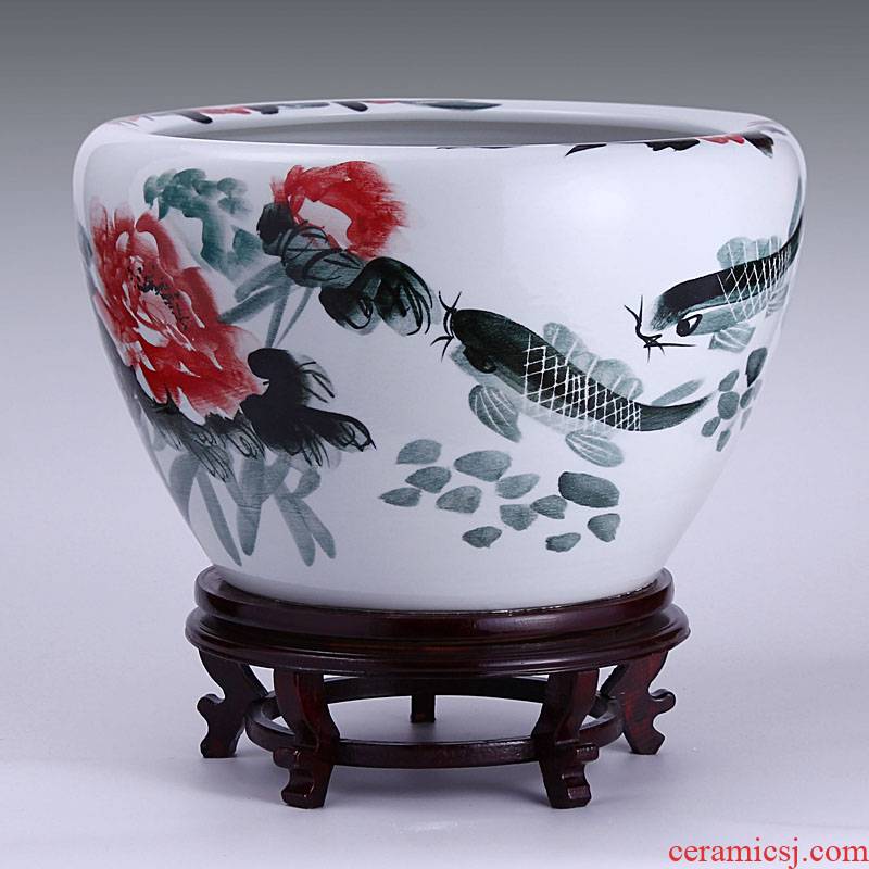 Jingdezhen ceramic filter tank large fountain tortoise cylinder goldfish bowl in successive years