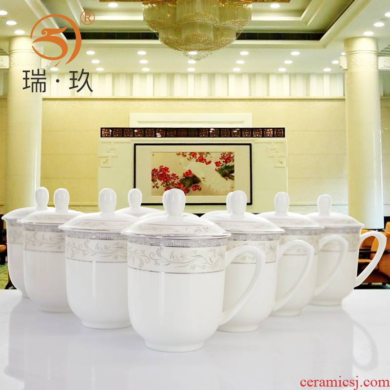 Ten cups of tea cup cup with cover ipads porcelain ceramic cup lid cup meeting office cup lead - free ipads porcelain ceramic cup
