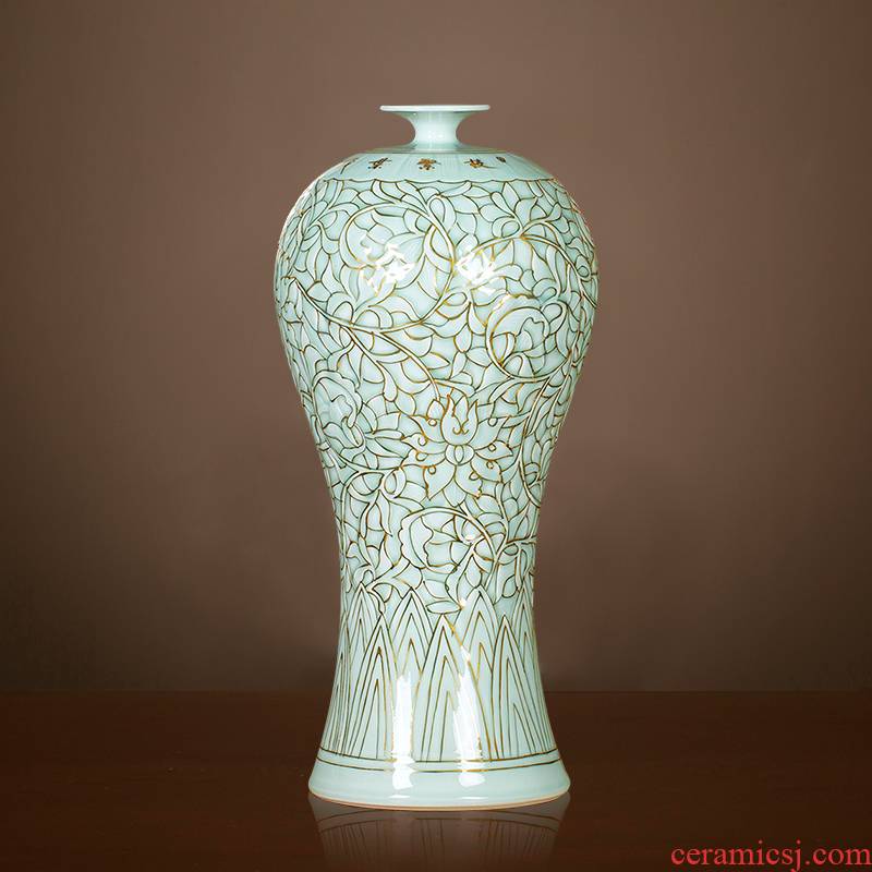 Jingdezhen ceramics vase the see colour blue glaze decorations rich ancient frame place large new Chinese style living room office
