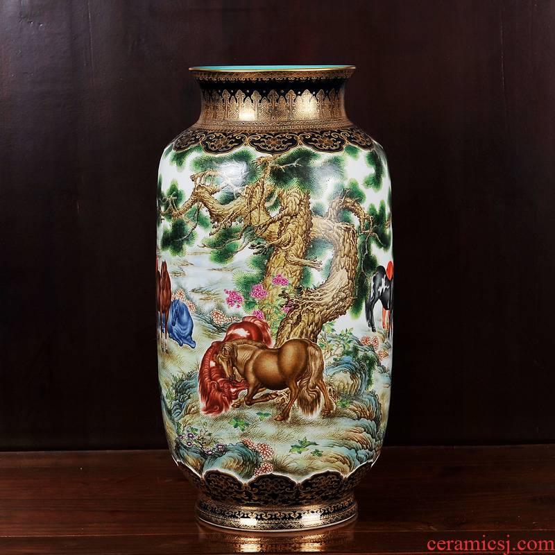 Jingdezhen ceramics imitation the qing qianlong pastel hoard of eight tuan grain idea gourd vases home sitting room place process