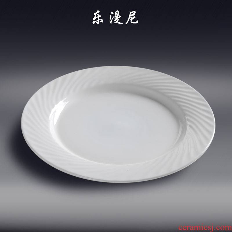 Le diffuse, rib flat - hotel ceramic move European - style decorative pattern round steak dishes, Japan and western food cooking