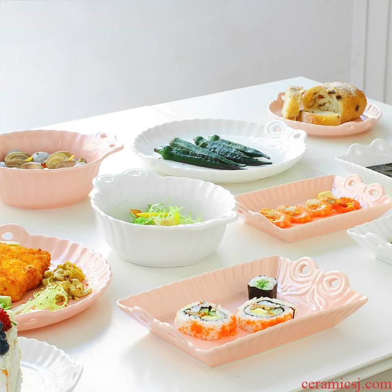 North house ceramics bowknot series ceramic tableware bowl dish free combination white dish dish soup plate rice bowls