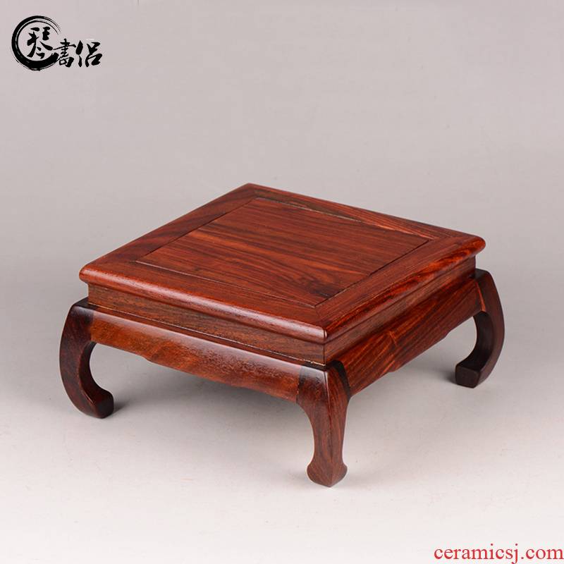 Pianology picking red rosewood carving stone flower miniascape of bright type square table base are it base furnishing articles of handicraft