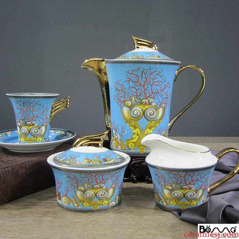 Ipads China coffee cups suit European afternoon tea tea set 15 British head coffee tea ceramic blue ocean world