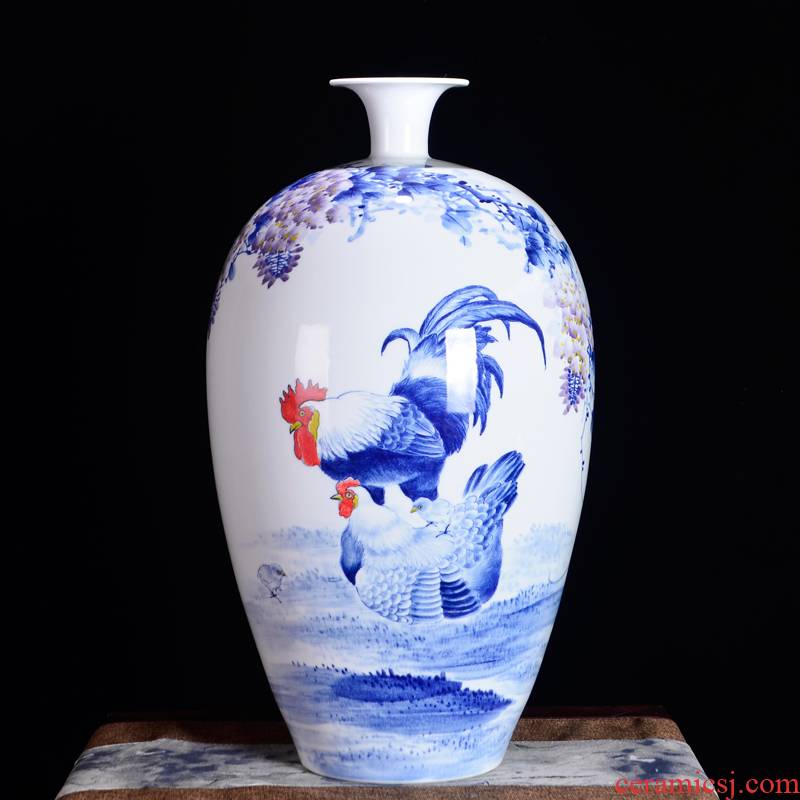 Antique blue and white porcelain of jingdezhen ceramics famous hand - made vases family home sitting room adornment handicraft furnishing articles