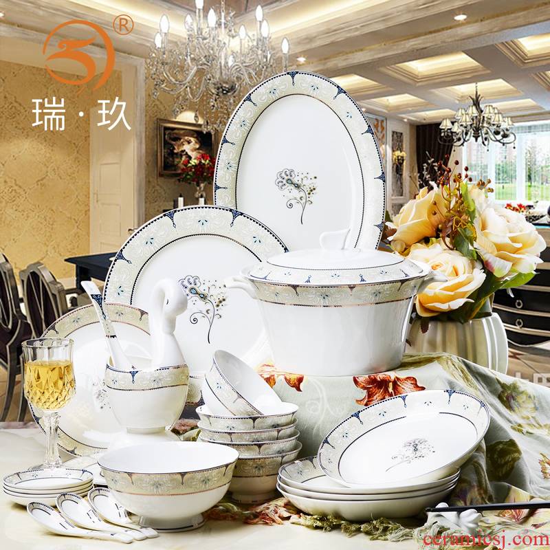Tangshan ceramics western - style 60 skull porcelain tableware suit household creative European portfolio bowl dish dish sets a gift