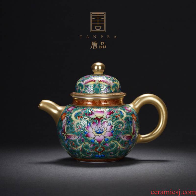 Tang Pin enamel Duo ball pot all hand enamel teapot send little teapot at the jingdezhen ceramic kung fu