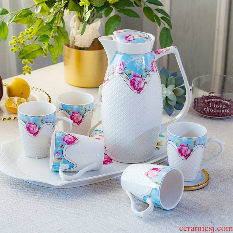 European ceramic cup with sitting room tea sets water set household cold pot teapot tea cup cold water to hold