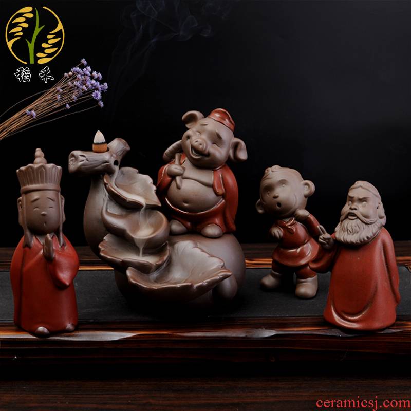 Creative journey to the west, sun wukong was, pig eight quit of ceramic arts and crafts desktop small place tea pet back censer ornament