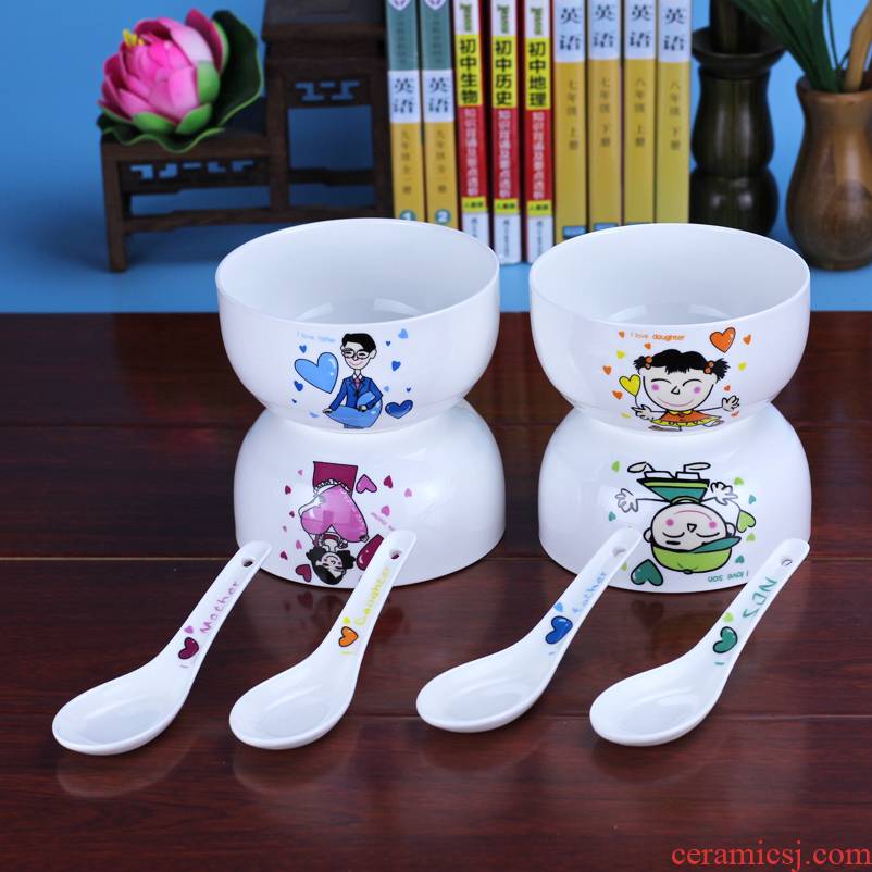 Purple ceramic beautiful lovely creative Korean rice bowls ipads porcelain tableware cartoon happiness family household jobs
