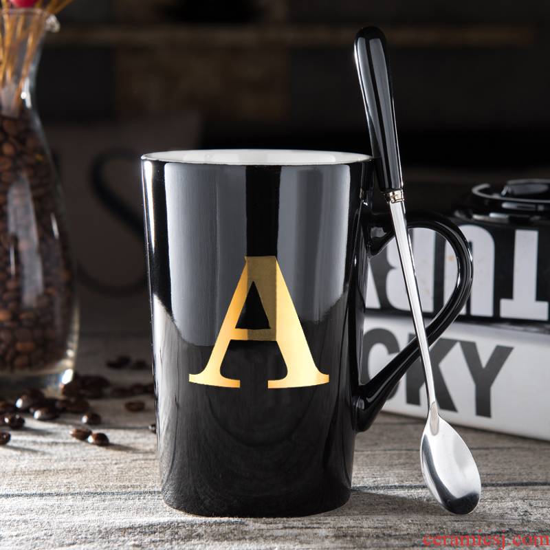 Pudding CiYi creative name letters mark cup Europe type ceramic cups with cover glass coffee cup office