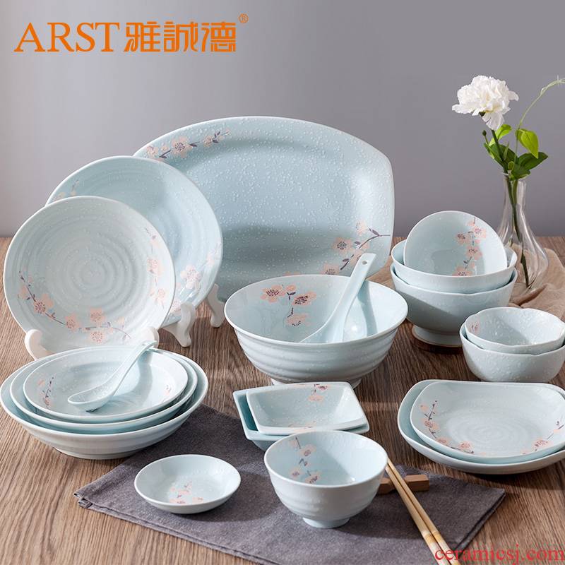 Ya cheng DE Japanese - style tableware portfolio dishes ceramic bowl of soup can eat bowl dishes suit home plate name plum blossom put