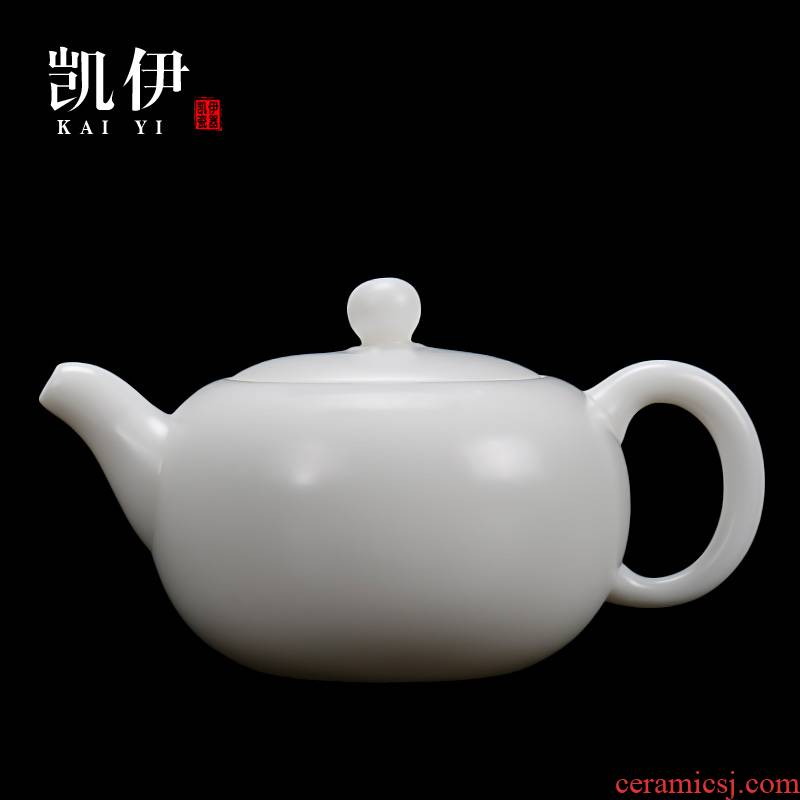 Kate dehua white porcelain craft teapot fu tea pot of kung fu tea set single pot teapot ivory white ceramic household