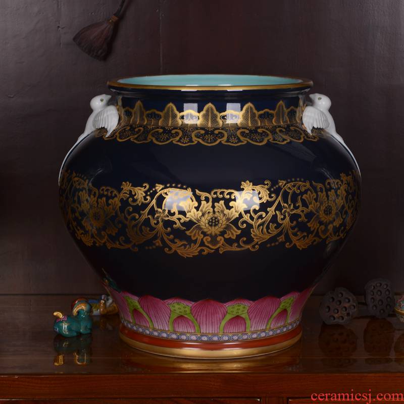 Jingdezhen ceramics high - grade ji archaize qianlong vase household adornment blue glaze jar process sitting room furnishing articles