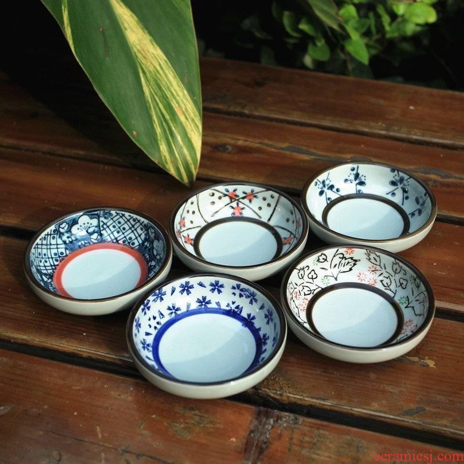 And the four seasons of hand - made with Japanese ceramics tableware under the glaze color plate round dish taste disc snack plate