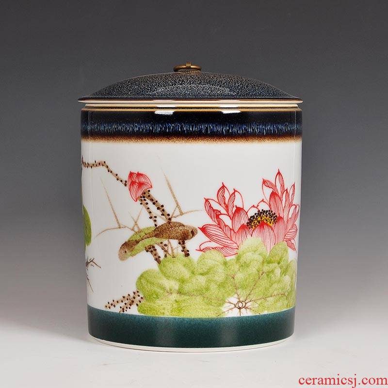 Jingdezhen hand - made caddy fixings large ceramic seven loaves seal storage POTS and pu 'er tea caddy fixings