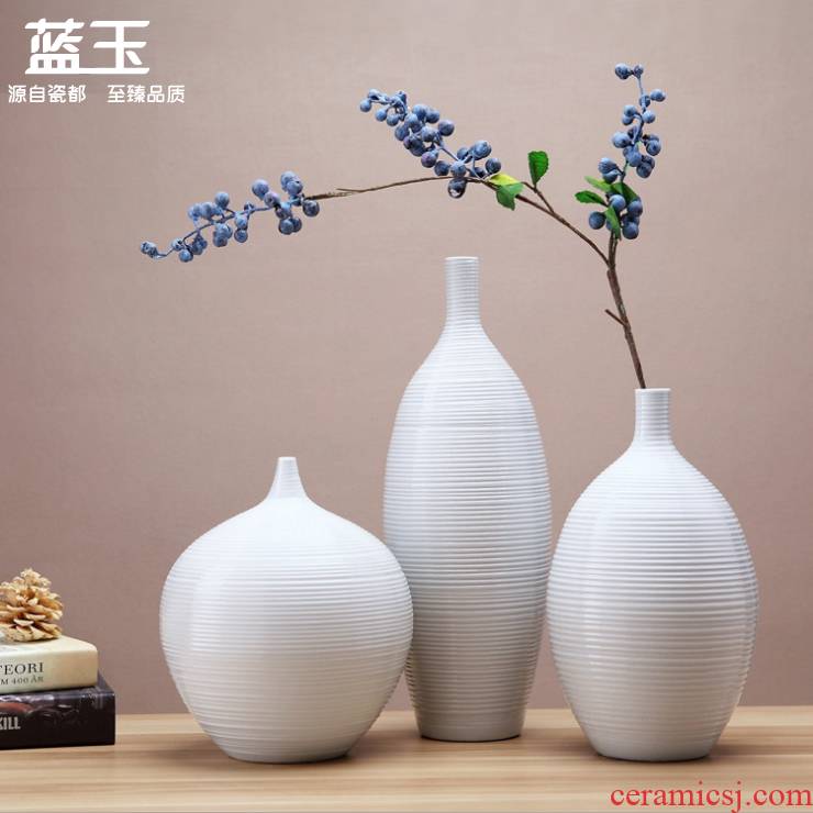Jingdezhen ceramic vases, white European vase three - piece furnishing articles contracted sitting room between example home decoration