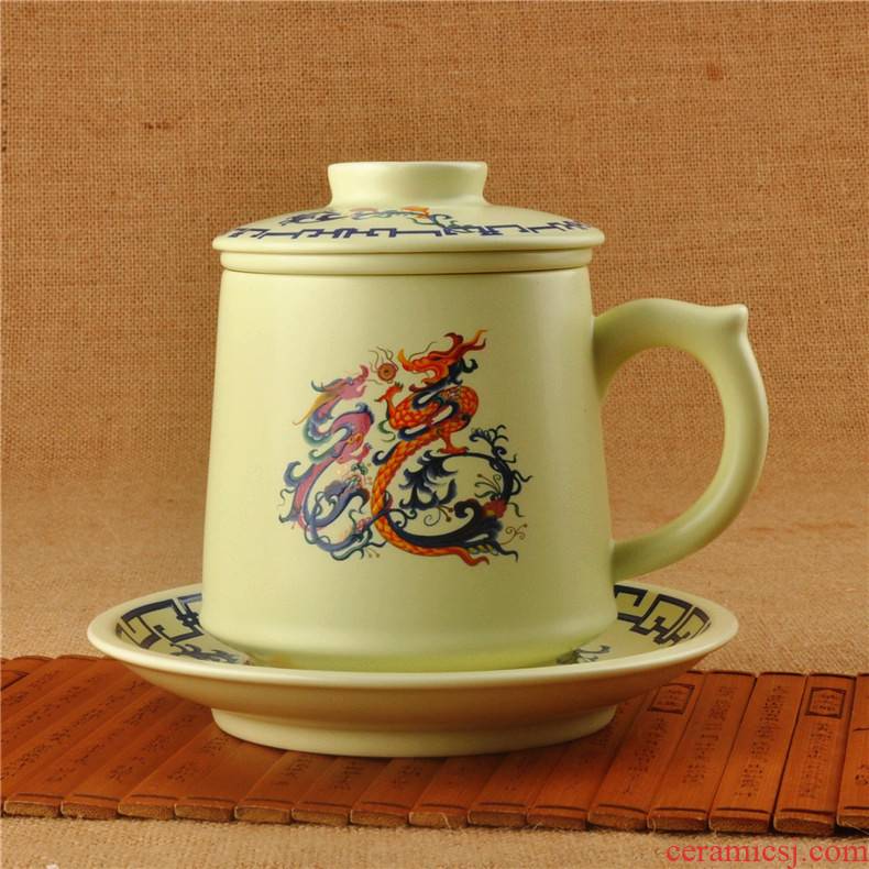 4 times of jingdezhen ceramic cup with a good with plate with cover with handles large office cup tea cup