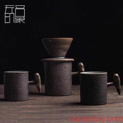 Unknown impression hand coffee pot set ceramic filter coffee cup Japan wind instruments hand pot of one cup of coffee