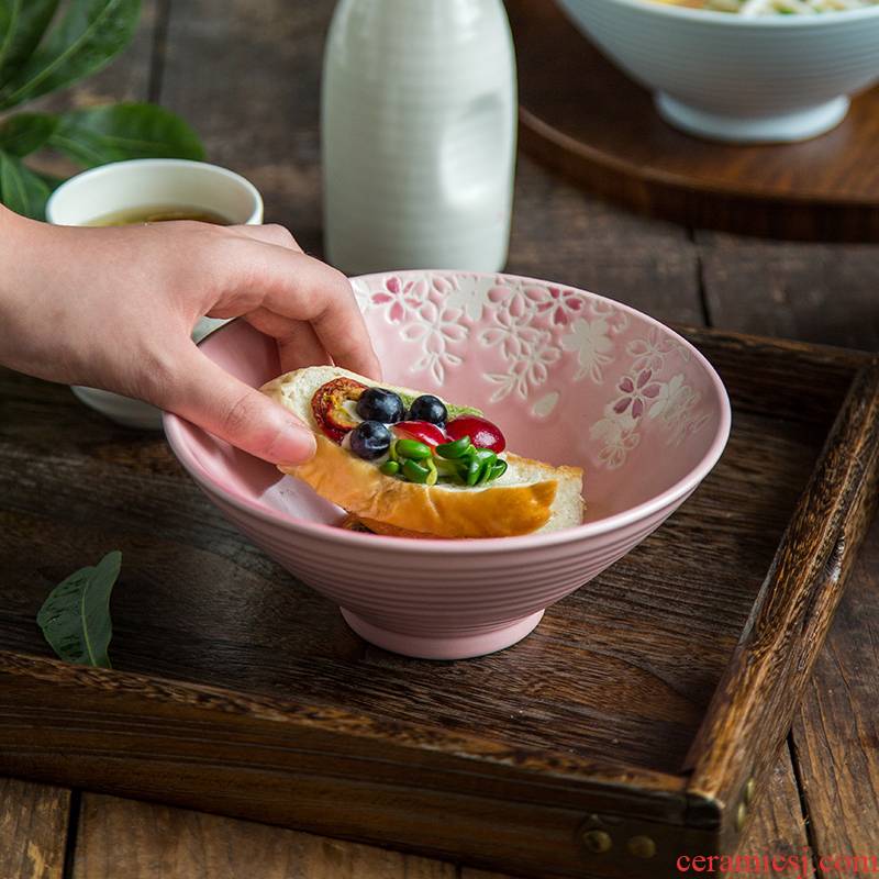 Hand - made ceramic porcelain soul day type style a single large rainbow such as bowl, lovely soup bowl dish bowl of noodles bowl