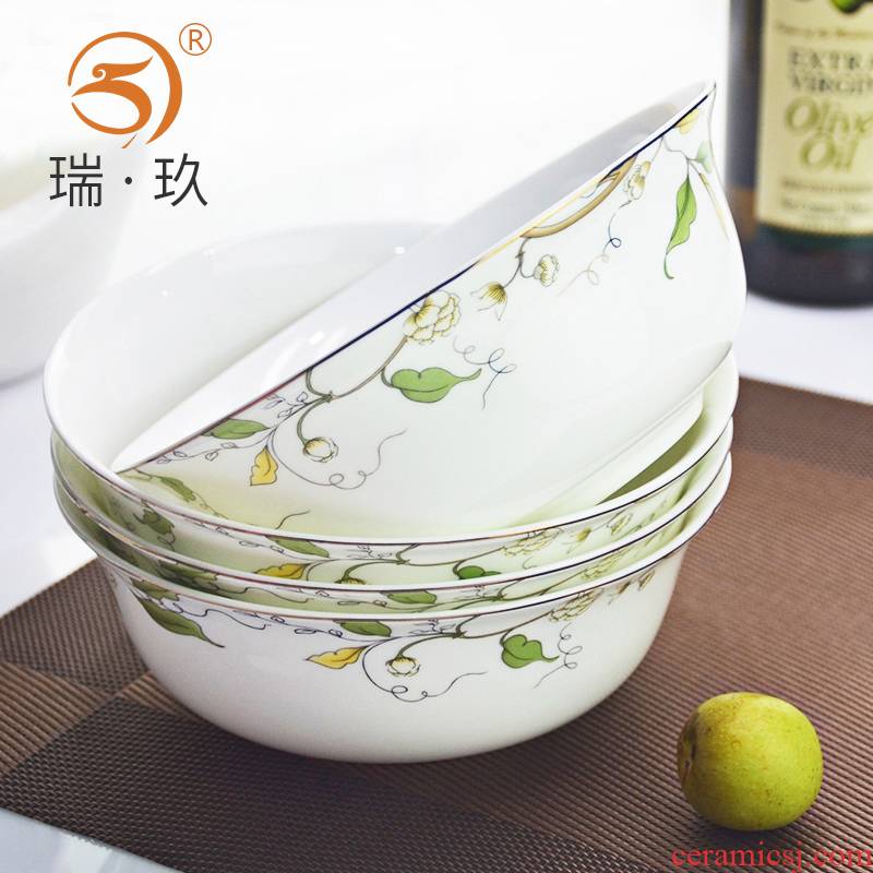 Household use of four Chinese ipads porcelain bowl 6 inch big bowls rainbow such use deep bowl large - sized ceramic terms rainbow such use large soup bowl