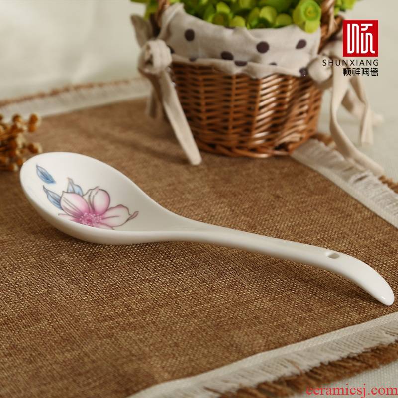 Shun cheung ceramic spoon, spoon, spoon, household creative large run out of ice cream run rice spoon ladle kitchen utensils