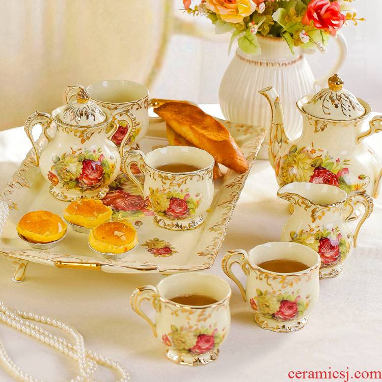 Ceramic coffee set box European tea sets English afternoon tea tea teapot teacup coffee cup