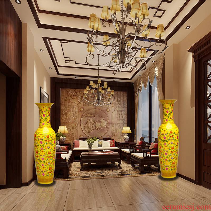 Hc - 081 jingdezhen ceramics European yellow glaze colorful branches of large vases, modern home furnishing articles sitting room