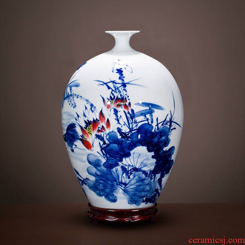 Jingdezhen ceramics vase master Chinese antique hand - made home sitting room adornment of blue and white porcelain flower arranging furnishing articles