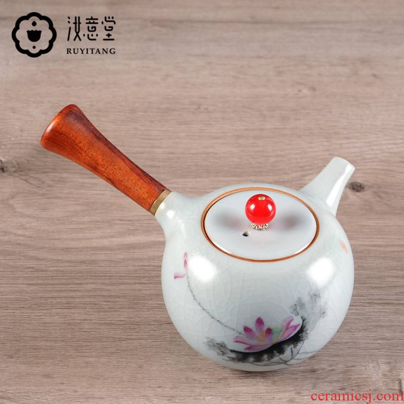 Your up hand - made side out piece of kung fu tea set a pot of Your porcelain teapot single pot small antique wooden household restoring ancient ways