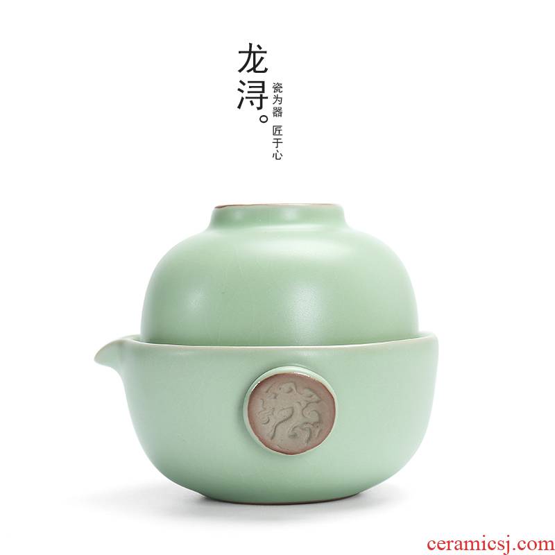 Dragon invertors your up crack cup a pot of a household ceramics little teapot portable travel kung fu tea set