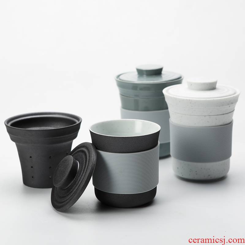 Ceramic cup with cover to filter water separation character kung fu tea cup master cup gift single CPU suits for