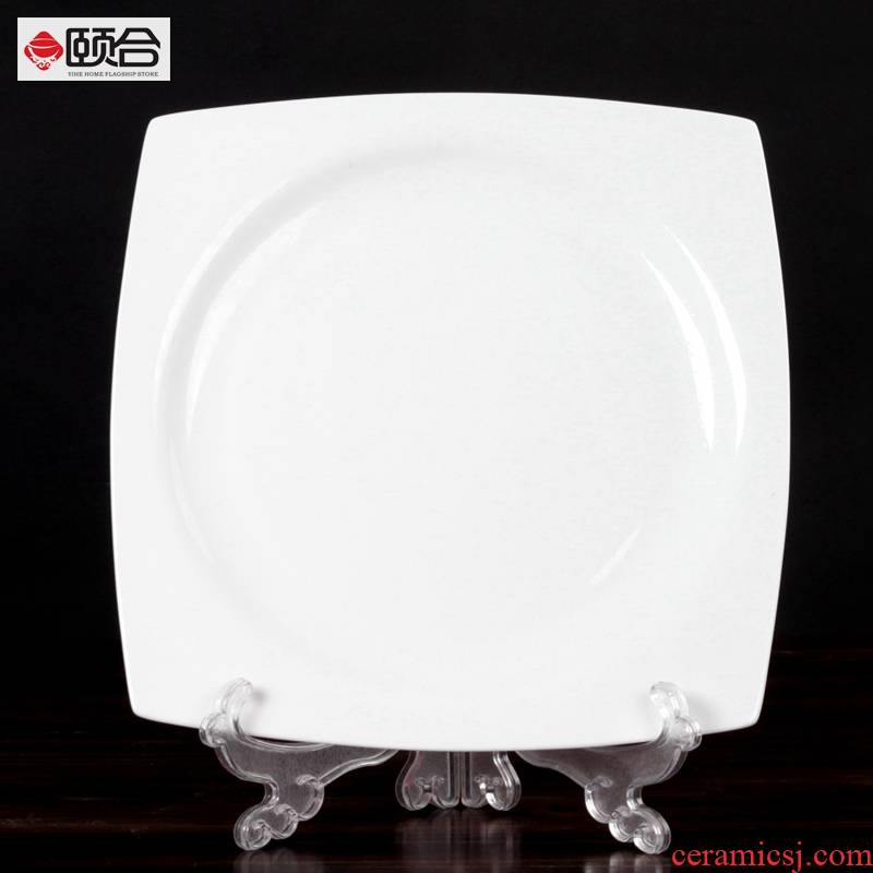 12 inches square plate hotel ipads China large pure white with supplies creative household western food steak plate is provided