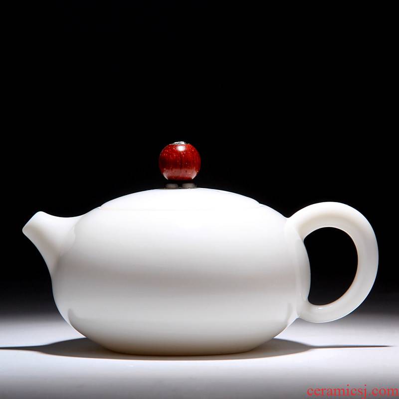 Mingyuan FengTang dehua white porcelain bian xi shi lard white teapot tea kaolin to suggest lobular rosewood lid