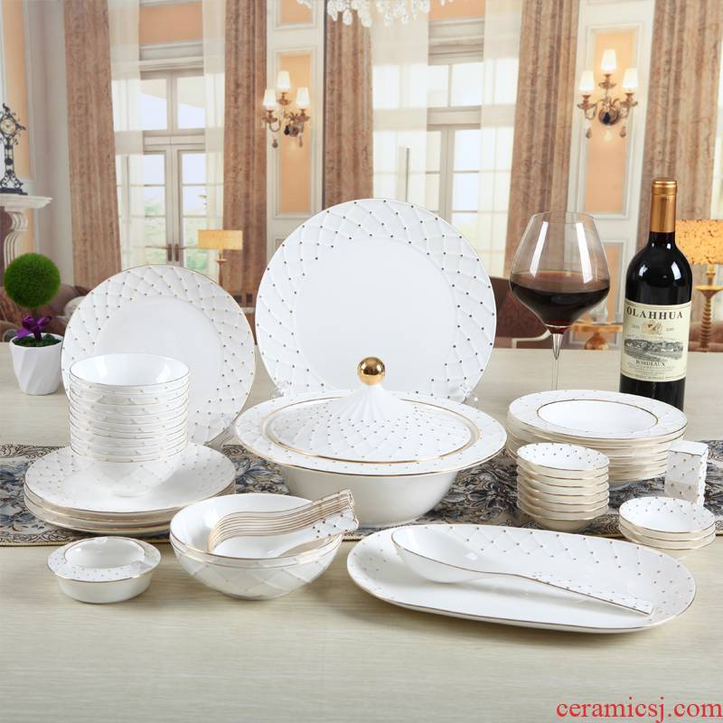 European ingrid ipads porcelain tableware household suit Chinese ceramic bowl dishes porcelain tableware box of marriage