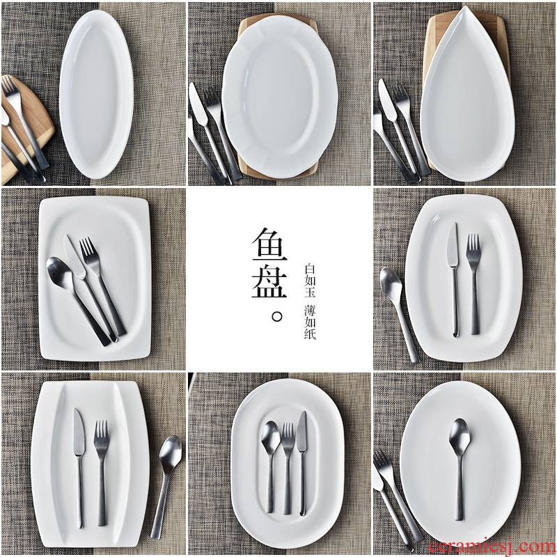 Gold square tangshan ipads porcelain white creative western food steak fish dish dish dish plates dish tray was Japanese dishes