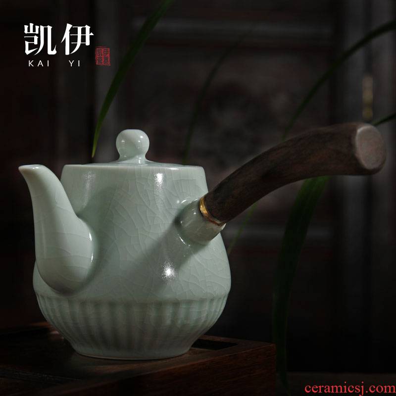 Kate your up pot teapot tea side ceramic pot of ebony tea set household pot of your porcelain handle teapot kung fu