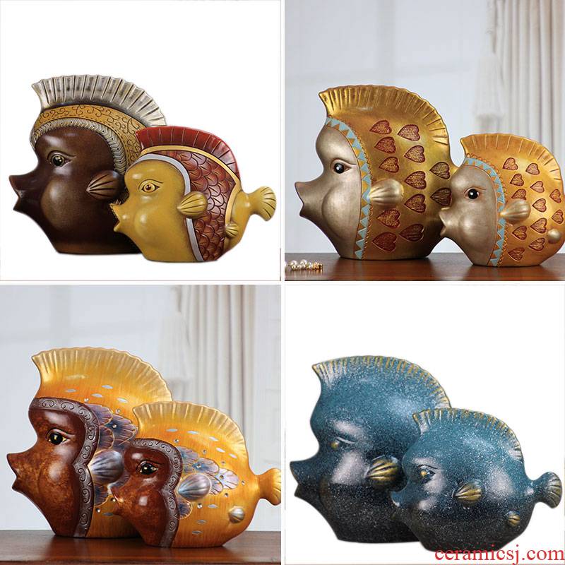 The Big European ceramic fish well sitting room porch rich ancient frame home decoration wine cabinet TV ark, handicraft furnishing articles