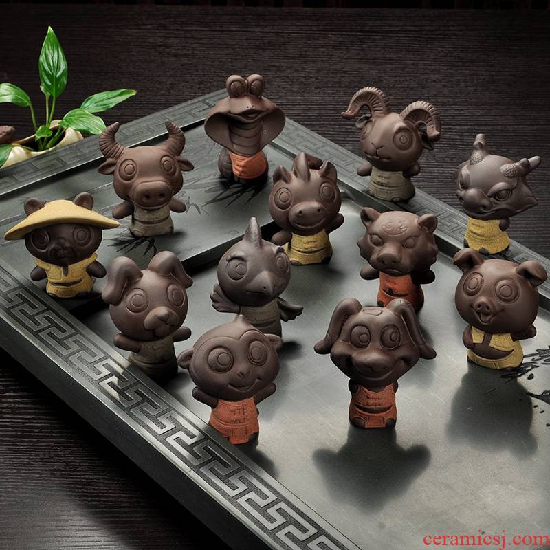 Howe auspicious fine tea pet color sand pottery purple sand tea pet creative Chinese zodiac manual play tea tea accessories