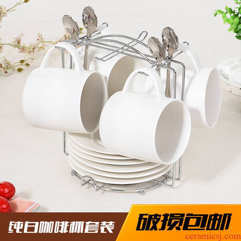 Yao hua keller ceramic coffee cup European suit contracted large capacity creative coffee cups and saucers spoon shelf covered 4 times