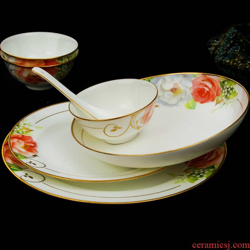 Jingdezhen ceramic tableware suit contracted Nordic ceramic bowl home eat European dishes suit combination plate