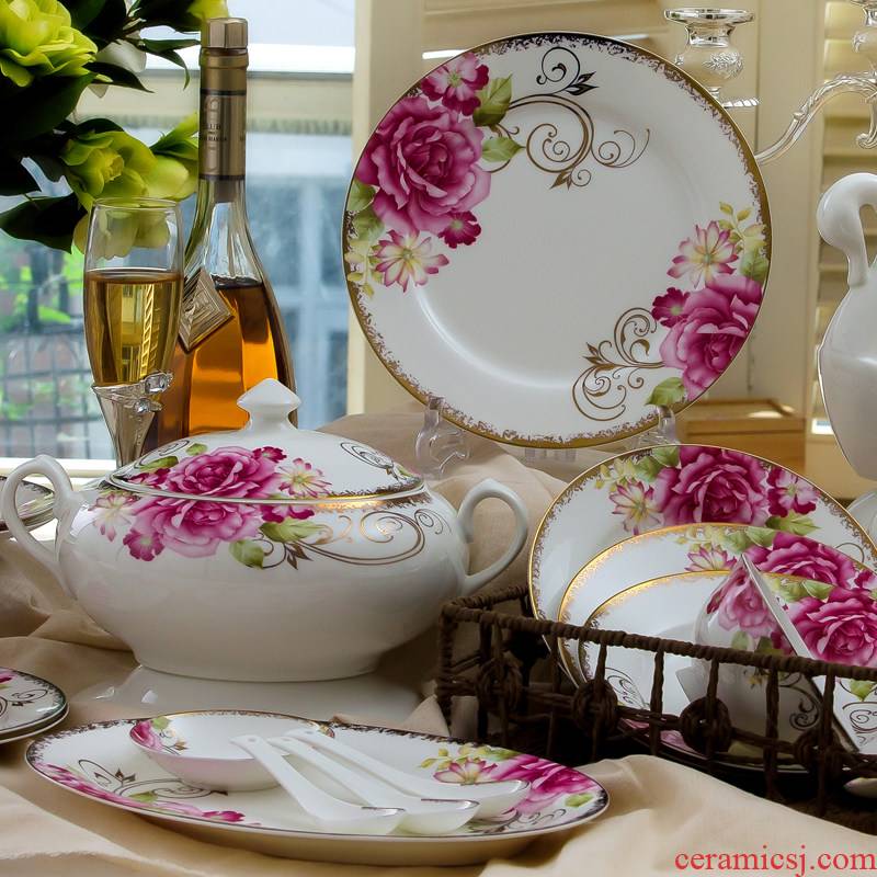 High - class European - style ipads porcelain tableware suit household of Chinese style of jingdezhen ceramic tableware dishes dishes use microwave oven