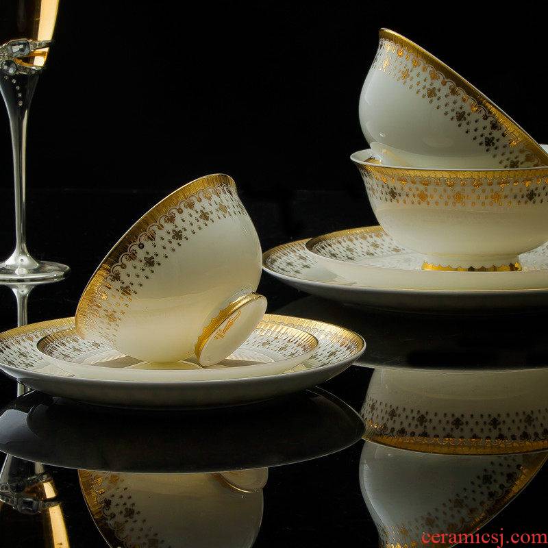 Jingdezhen porcelain tableware suit European ipads porcelain tableware 58 head dish plate combined with new gift set