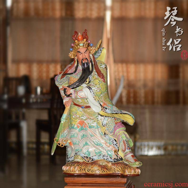 Pianology picking furnishing articles of jingdezhen porcelain industry Arthur yeung its hand - made guan yu wu guan gong 92 cm high