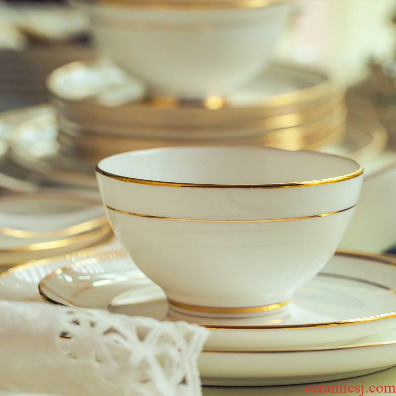 Jingdezhen ceramic dishes ipads porcelain tableware suit individual job ipads plate bowl dish soup bowl European - style up phnom penh combination