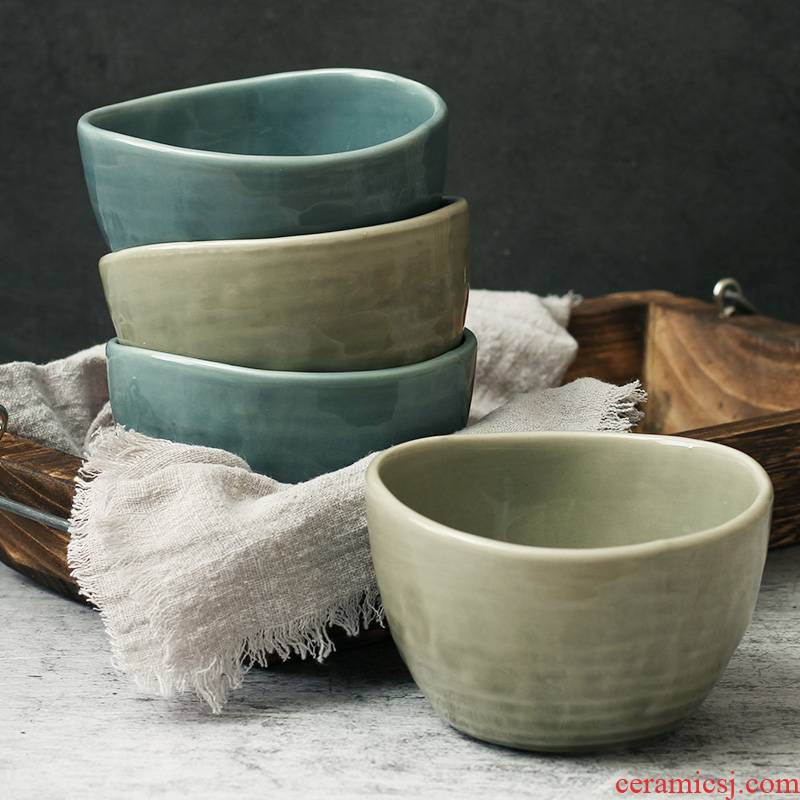 Japanese ancient ceramic tableware to eat small bowl noodles bowl rice bowl dessert bowl bowl of bowls of household