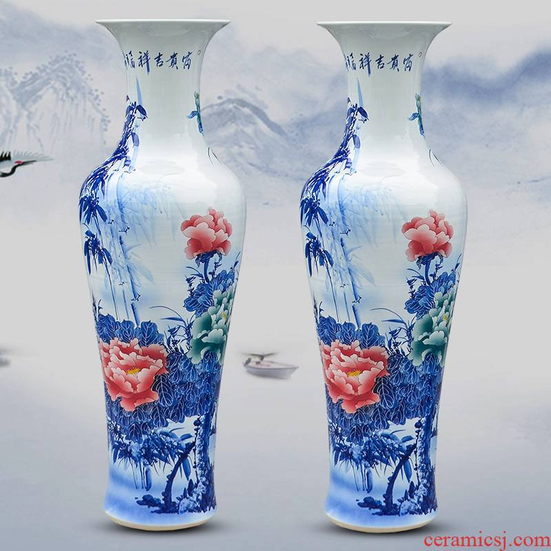 Jingdezhen ceramic hand - made peony of large vases, sitting room of Chinese style household hotel courtyard decorations furnishing articles